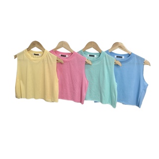 เสื้อครอป Crop เสื้อครอปแขนกุด สีน่ารักมาก พร้อมส่ง ถ่ายจากสินค้าจริง