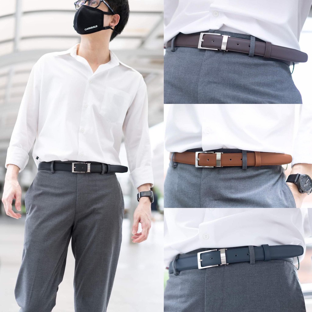 เข็มขัดหนังนูบัค หัวหนีบในตัว Nubuck leather belt 1.1″ เข็มขัดหนังแท้