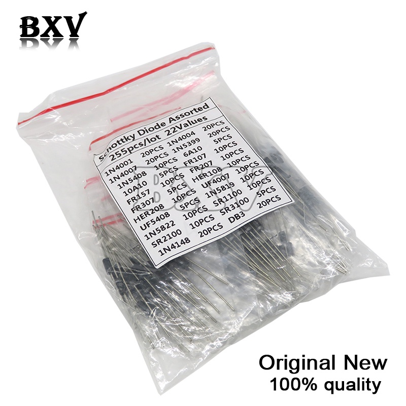 255PCS 1N4001 1N4004 1N4007 1N5408 UF4007 FR307 1N5819 1N5822 6A10 10A10 FAST SWITCHING RECTIFIER SC