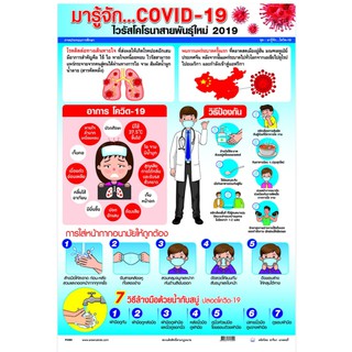 โปสเตอร์ COVID-19 โควิด2019 ไวรัสโคโรนาสายพันธุ์ใหม่ 2019 #PV089 โปสเตอร์สื่อการเรียนการสอน โปสเตอร์พลาสติก