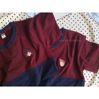 Crimson/Navy เสื้อยืดสีเลือดหมูและกรม