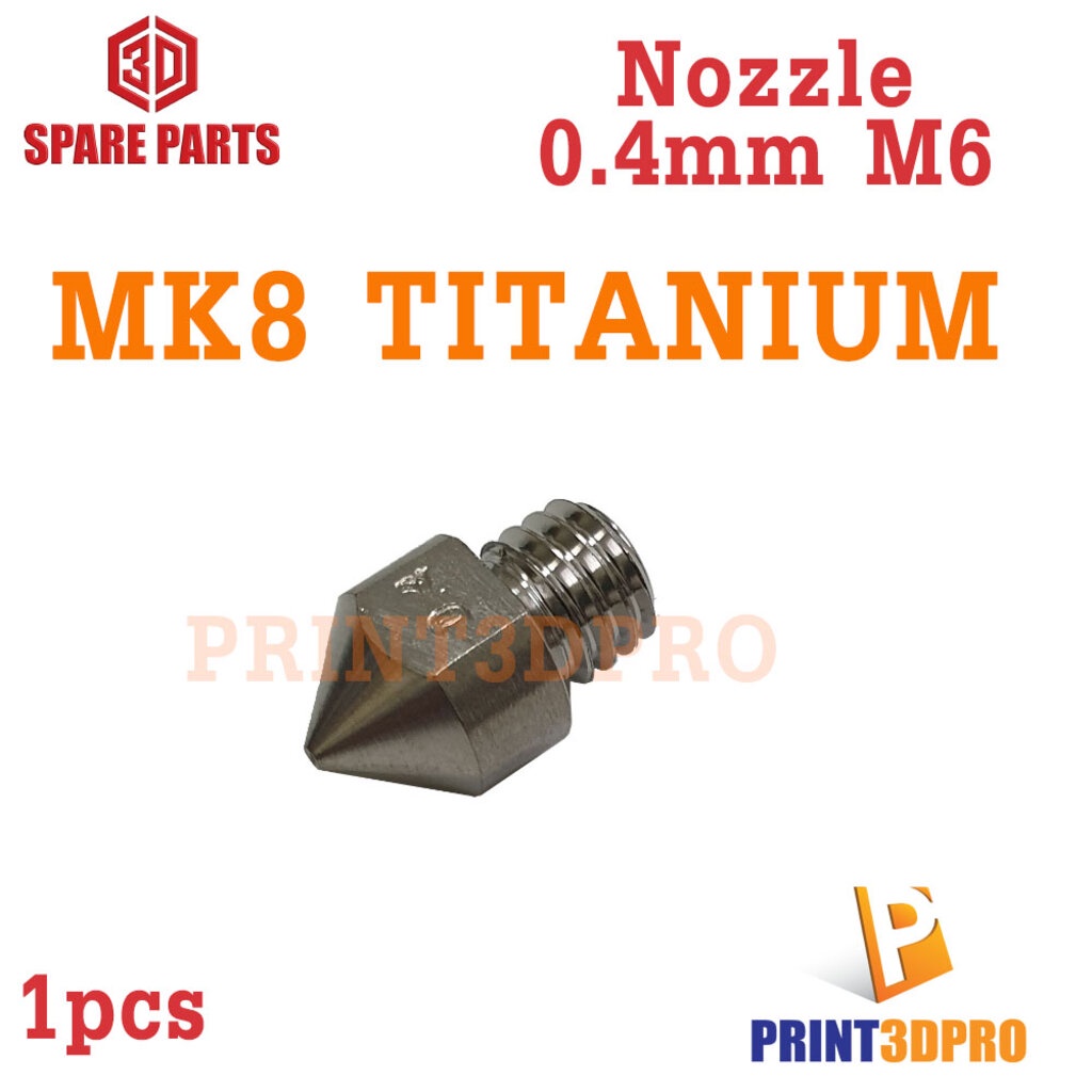 3D Part MK8 Titanium Alloy Nozzle M6 Theard 0.4mm For 3D Printer