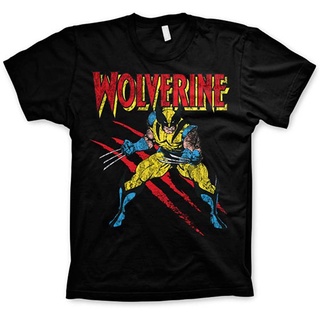 ผ้าฝ้ายคอกลม100%cotton เสื้อ ยืด ราคา ส่ง Marvel Officially Licensed Comics Wolverine Scratches 3XL,4XL,5XL Mens T-Shirt