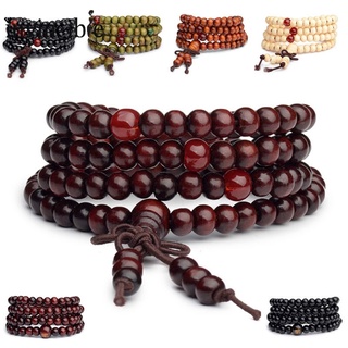 6mm Sandalwood Buddhist Buddha Wood Prayer Beaded/ 108 Beads Knot 4-Layer Wrist Chain Men Women Bracelet Bangles