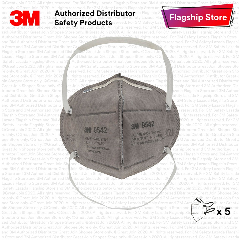 3M 9542 KN95/P2 Particulate/ Haze/ฝุ่น/ Mist เครื่องช่วยหายใจแบบใช้แล้วทิ้ง/ไออินทรีย์/กลิ่นบรรเทา/ 