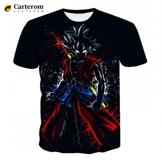 [100% Cotton] เสื้อยืดลําลอง พิมพ์ลายการ์ตูน Goku 3 มิติ เหมาะกับฤดูร้อน สไตล์ฮาราจูกุ สตรีท แฟชั่นสําหรับผู้ชาย และผู้ห