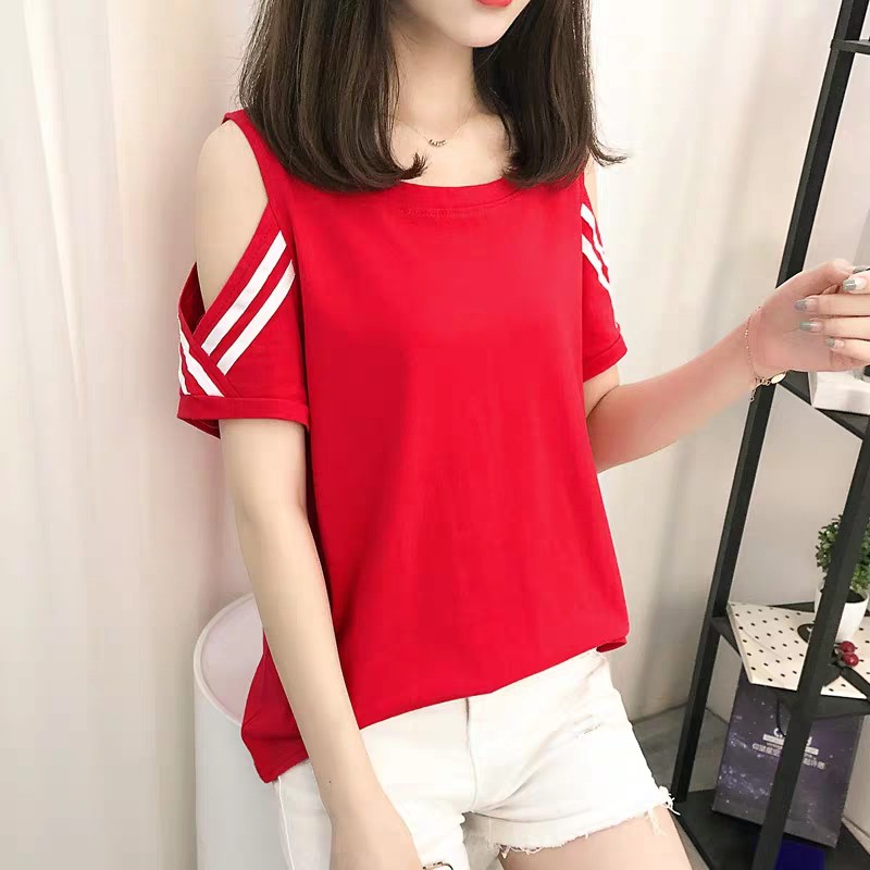 SUNDAY2020 เสื้อยืดเว้าแขนใส่ได้ทั้งสายเกาสายฝอน่ารักไปเลยจ้า