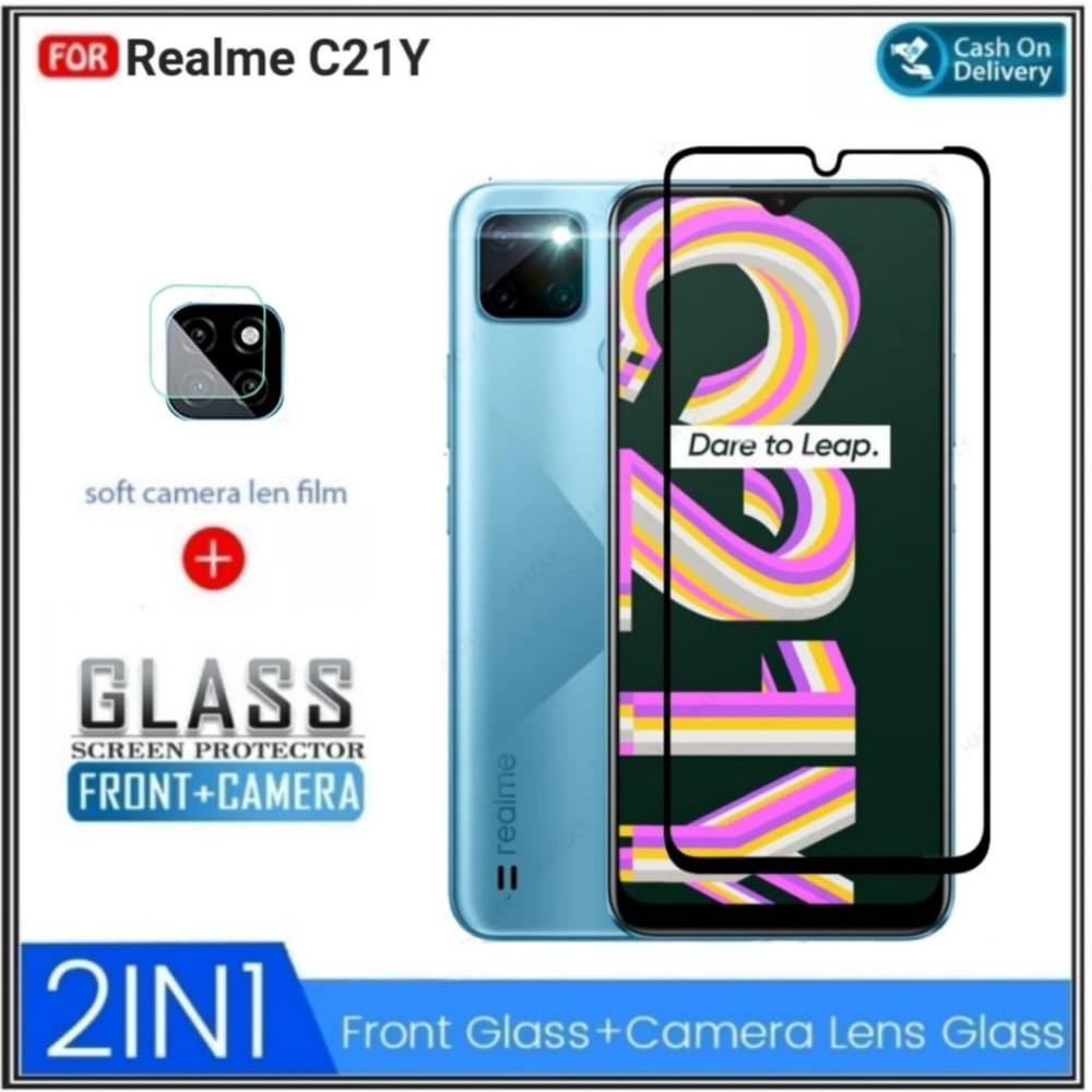 Riyanali_Shop 2IN1 PACKAGE กระจกนิรภัย Full Realme C25Y, C25, C25s, C21Y, C11, C12, C15, C1, C2, C3 