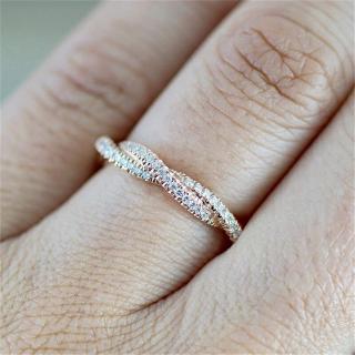 New Pattern Twisted Rope Hemp Flowers Ring Plating Rose Gold Silver Color Crystal Tail Ring Womens Jewelry A Direct Sale