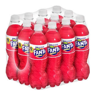 แฟนต้า น้ำอัดลม สูตรไม่มีน้ำตาล กลิ่นสตรอว์เบอร์รี 330 มล. x 12 ขวด Fanta Soft Drink Strawberry Flavored 330mlx12Bottles