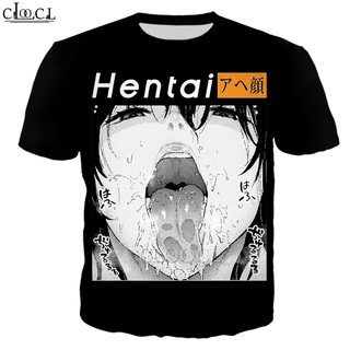 CLOOCL Hot Anime Ahegao เสื้อยืดลําลองสําหรับผู้ชายแขนสั้นพิมพ์ลาย 3d