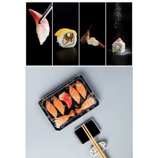 DEDEE(50ชุด)กล่องซูชิ ถาดซูชิญี่ปุ่น ถาดแซลม่อน ถาดใส่เนื้อ