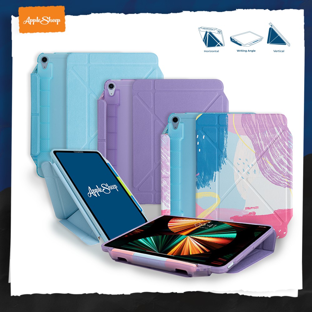 [People]เคสสำหรับไอแพด 10.9 Air 4-6/Pro 11 Gen1-3 เก็บปากกาพร้อมปลอกปากกาได้ กันงอกันกระแทก วางแนวตั้งได้ วางเขียนได้