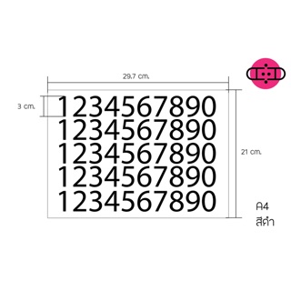 สติ๊กเกอร์ตัวเลข 3 นิ้วต่อตัว พร้อมติด
