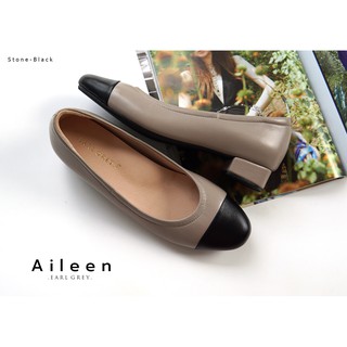 EARL GREY รองเท้าหนังแกะแท้ หนังนิ่ม พื้นนุ่ม มีซัพพอร์ต รุ่น Aileen series in Stone - Black