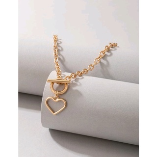 สร้อยคอแฟชั่น สร้อยคอโซ่หัวใจ เก๋ๆ สีทอง Heart Charm Necklace (ส่งจากไทย)