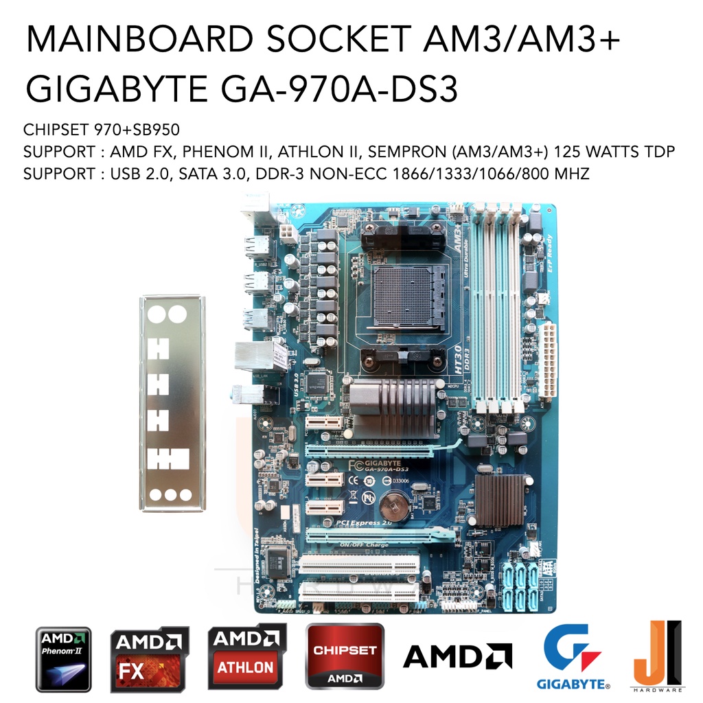 Mainboard Gigabyte GA-970A-DS3 (AM3/AM3+) (สินค้ามือสองสภาพดีมีฝาหลังมีการรับประกัน)