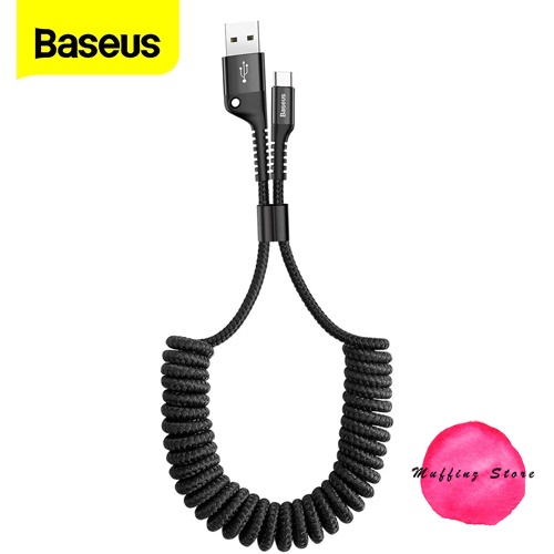 ถูกจริง/ส่งไว Baseus สายชาร์จในรถ สายถักแบบขด ยืดได้ 1 เมตร Cable Type-C Retractable