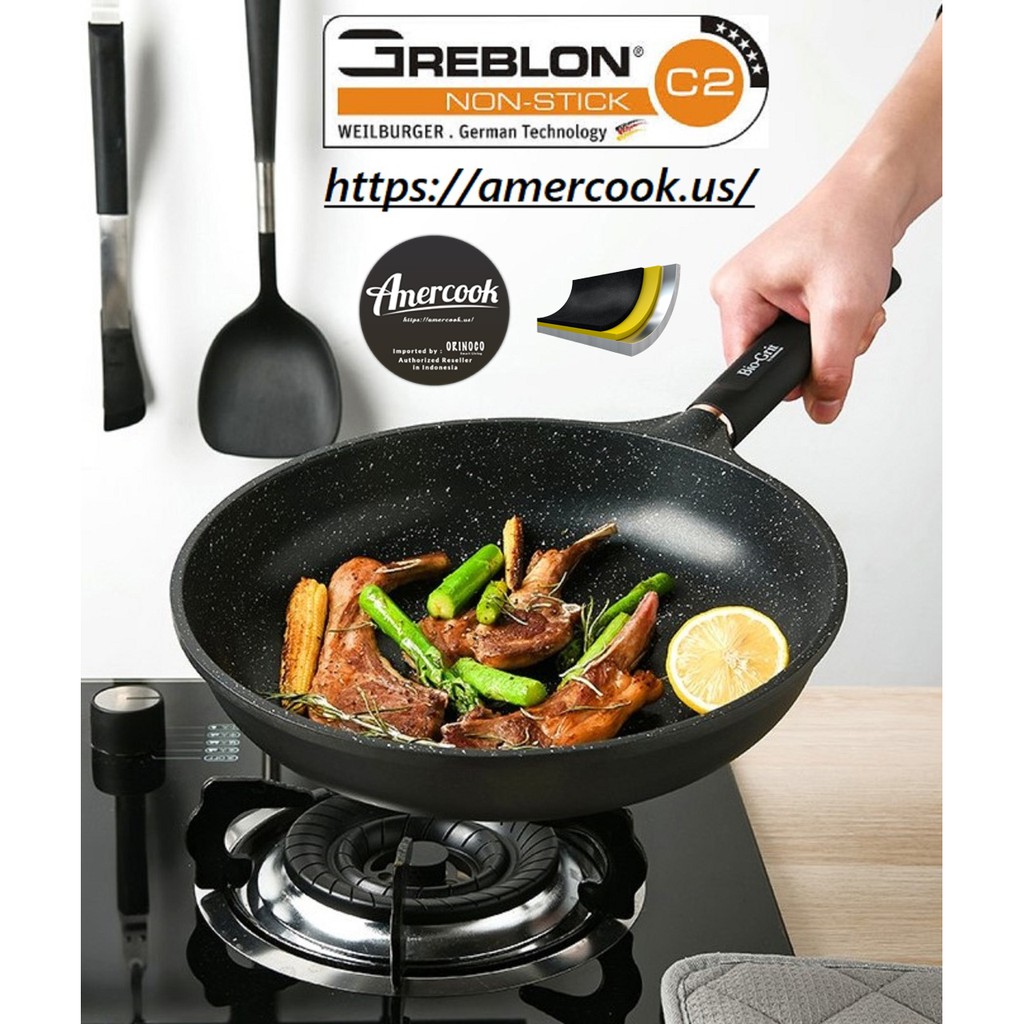 Teflon Wajan Amercook Fry Pan Non-Stick Premium Brit-Grit Series PFOA Original
