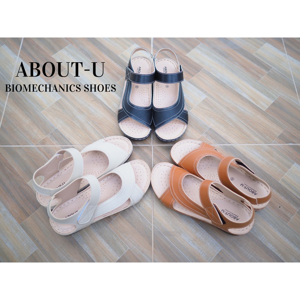 ABOUT-U รองเท้าเพื่อสุขภาพผู้หญิง รัดส้น ใส่สบาย น้ำหนักเบา เย็บรอบ ใช้ทน กันน้ำ กันลื่น รุ่นรัดส้น