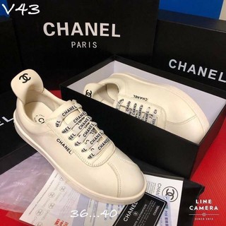 👟👉 Chanel Sneakers รองเท้าผ้าใบหนังแท้100% งานเกรดHi-end 1:1 ใส่เดินสลับแท้ได้เลย งานดีมากกก Full set 👈👟