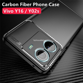 เคสโทรศัพท์มือถือ ซิลิโคนนิ่ม คาร์บอนไฟเบอร์ ผิวด้าน กันกระแทก สําหรับ Vivo Y16 Y02s Y77 Y77e Y 16 Y 02s Y 77