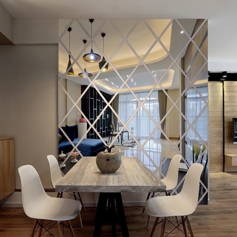 [Hot]3D Rhombus Diamond Spliced Mirror สติ๊กเกอร์ติดผนังอะคริลิค, พื้นหลังโมเสคสติ๊กเกอร์ติดผนังกระจกแบบถอดได้แบบมีกาวในตัวสติ๊กเกอร์ติดผนัง,ตกแต่งคริสต์มาส