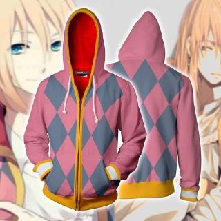 เสื้อกันหนาวมีหมวกพิมพ์ลายปราสาท howl 3d