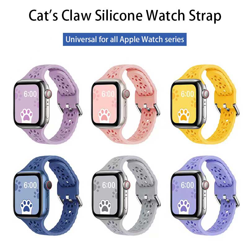Cat PawซิลิโคนสําหรับApple Watch 10/9/8/7/6/SE/5/4/3/2/1 42 มม.46 มม.38 มม.40 มม.44 มม.41 มม.45 มม.ผู้หญิงSlimแคบบางกีฬาสําหรับIwatch