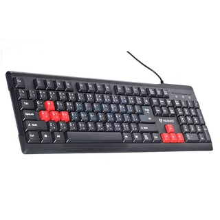 คีย์บอร์ด USB Keyboard NUBWO (NK-15 QUIET) Black/Red คีย์บอร์ด ประกัน 1Y