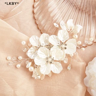 Luckybabys เจ้าสาวคริสตัลมุกดอกไม้ดอกไม้ Barrette ผมอุปกรณ์จัดงานแต่งงาน