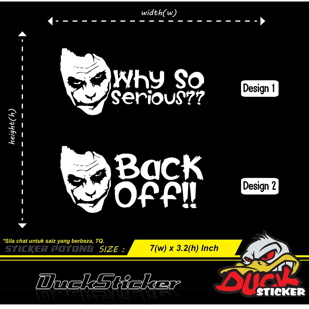 JOKER BACK OFF & WHY SO SERIUS!! สติ๊กเกอร์ 1 ชิ้น สติ๊กเกอร์ตัด