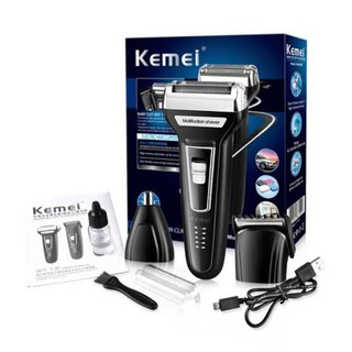 Kemei 3in1 เครื่องโกนหนวด ปัตตาเลี่ยนตัดผม เครื่องตัดขนจมูก ชาร์จไฟ USB