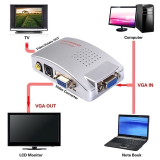 PC To TV Converter Box VGA to TV AV RCA Signal Adapter Converter Video Switch Box Composite Supports NTSC PAL กล่องแปลงสัญญาณ Vga เป็น TV AV RCA อเนกประสงค์ สำหรับคอมพิวเตอร์ แล็ปท็อป