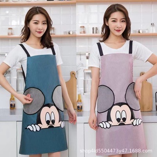 ผ้ากันเปื้อน ลายmickey mouse เนื้อผ้าcotton พร้อมผ้าเช็ดมือ