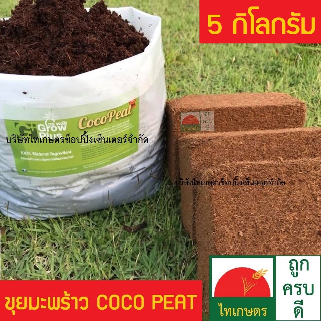 ขุยมะพร้าว โคโค่พีท อัดก้อน COCO PEAT ขนาด 400 กรัม และ 5 กิโลกรัม 5 kg. ใช้แทนหรือร่วมกับ พีทมอส