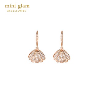 Miniglam Arista Crystal Shell Pearl Earrings ต่างหูคริสตัลรูปเปลือกหอยไข่มุกสีทอง
