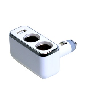 tc080 2 sockets car charger with usb (สีขาว)