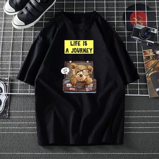 เสื้อคู่ - ชีวิตคือการเดินทางตุ๊กตาหมีเสื้อยืดPEREMPUANLELAKIBAJULENGANPENDEKผู้หญิงผู้ชายUNISEXTEE