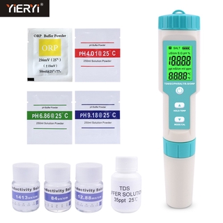 YIERYI ใหม่ 7 in 1 PH / EC / TDS / ความเค็ม / SG / ORP / เครื่องวัดอุณหภูมิเครื่องทดสอบคุณภาพน้ำแบบดิจิตอล IP67 กันน้ำ