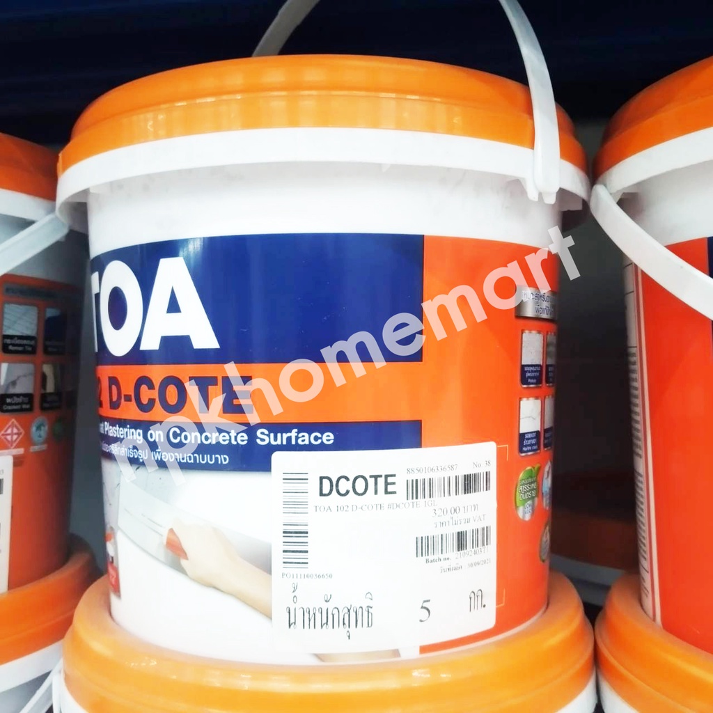 TOA 102 D-COTE สกิมโค้ม ฉาบบาง สำเร็จรูป  (1 กล.)(5 กก.) ทีโอเอ ดีโค้ท อะคริลิกสำเร็จรูป Skimcoat