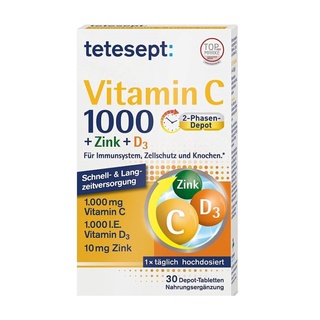 Tetesept Vitamin C 1000 + zine+ D3 1 กล่อง มี 30 เม็ด