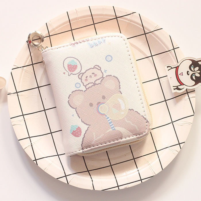 ☺Children's Favorite☺Hot sale！ เล็ก สด หมีน้อย นักเรียน ฮาราจูกุ การ์ตูน น่ารัก ญี่ปุ่น เล็ก เด็กนักเรียน กระเป๋าสตางค์