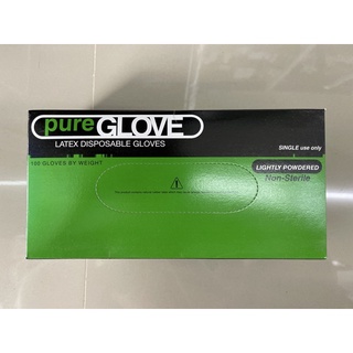 ถุงมือยาง pure glove สีขาว ทางการแพทย์ มีแป้ง ครบทุกไซร์