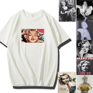 เสื้อยืดลําลอง ผ้าฝ้าย 100% แขนสั้น คอกลม พิมพ์ลายดอกไม้ Marilyn Monroe สีขาว แฟชั่นฤดูร้อน สไตล์ฮิปฮอป สําหรับผู้ชาย 20