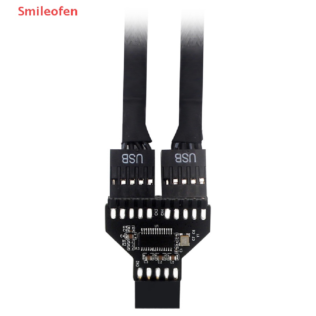 [Smileofen] ใหม่ อะแดปเตอร์สายเคเบิลเชื่อมต่อเมนบอร์ด USB 2.0 1 เป็น 2 พอร์ต 9 Pin