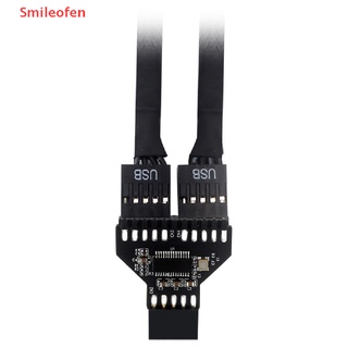 [Smileofen] ใหม่ อะแดปเตอร์สายเคเบิลเชื่อมต่อเมนบอร์ด USB 2.0 1 เป็น 2 พอร์ต 9 Pin