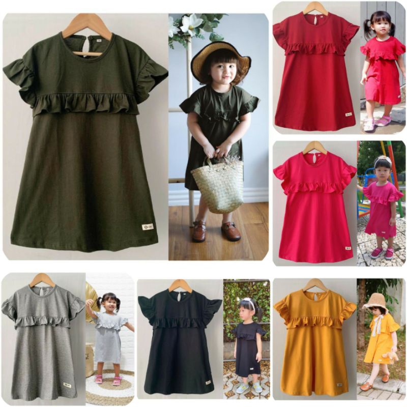 ชุดเดรส Rumbai Daster Rumbay แบบระบายสําหรับเด็ก 1-5 ปี ...