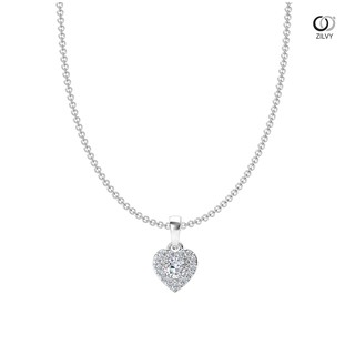 ZILVY - สร้อยคอพร้อมจี้หัวใจ ประดับเพชรรวม 0.33 กะรัต เพชรน้ำร้อย (P130)