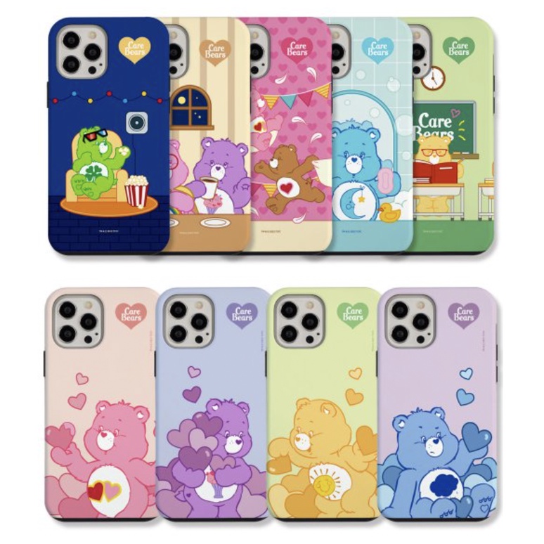 CareBears Heart bumper armor phone Case compatible for S22 ultra plus S21 iPhone 13 12 pro max 11 XS X XR pink purple yellow blue carebear care bear bears